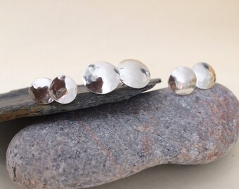 Silver hammered disc studs