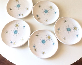 Mid Century Modern Franciscan Starburst Vintage Dish Set Bread and Butter Dessert Plates 1950s Vintage