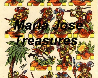 Vintage African warriors Paper Doll Cut Outs - Digital Download