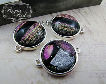 Pixie Dust Dichroic Glass Link Mix, Dichroic glass pendants, statement focal set, glass focals, OOAK, jewelry making - reynaredsupplies