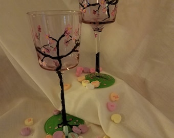 Sakura Black Stemmed Wine Glasses