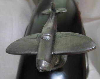 Airplane auto car hood ornament mascot topper sanded alum made in USA