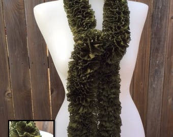 Green ruffle scarf with beads