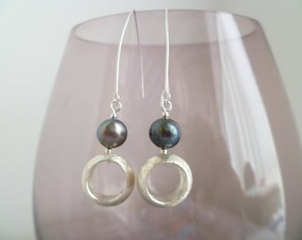 Fresh Water Pearl and sterling silver earrings UK made.