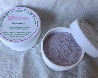 All Natural Mineral Tooth Powder; Re-mineralizes and whitens teeth; Fluoride-free; Prevents tooth decay; Non-toxic; 100% safe for children