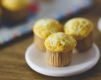 SALE! Trio of One Sixth Scale Miniature Lemon Poppyseed Muffins for Barbie Blythe Momoko and Other Playscale Dolls