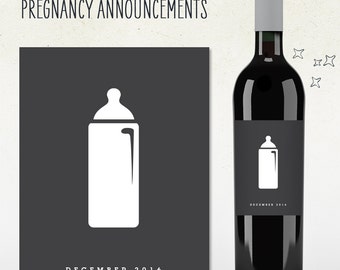 Pregnancy Announcement! Custom Wine Label (Personalized) baby bottle with due date