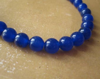 10 electric blue jade beads 6mm round