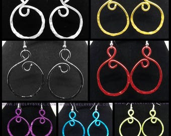Open Loop Colorful Light Weight Aluminum Earrings