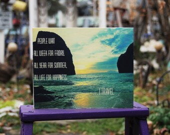 I Travel - Wooden Canvas Prints - happiness, travel, thailand, photography, beach, inspirational, sunset, relax, insta, vacation, art