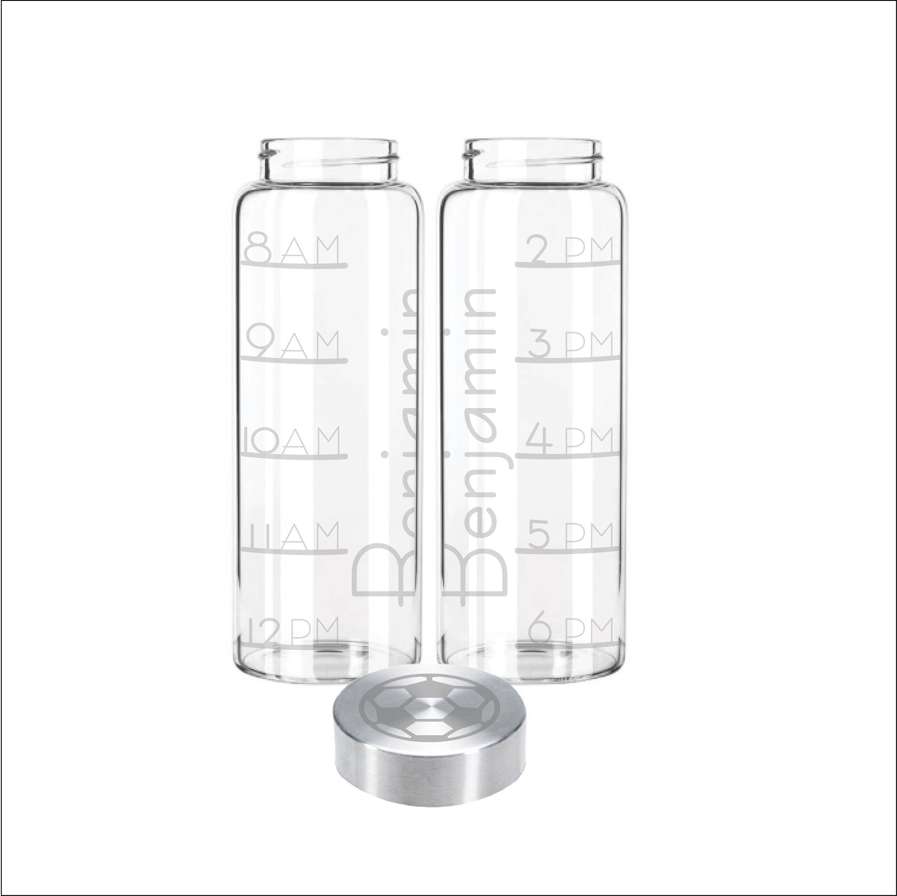 Etched 33oz Large Glass Bottle Custom Name & Time with