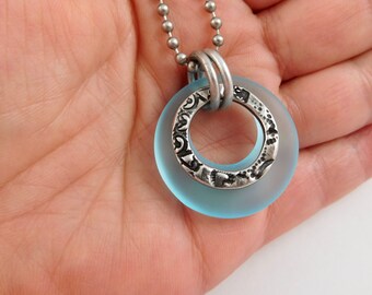 Soft Tranquil Blue Glass Mindfulness Reminder