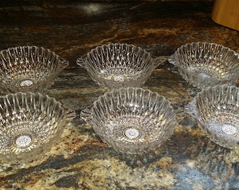 Set of 6 Vintage Glass Dessert Bowls Bubble Design