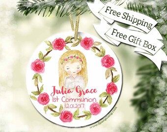 1st Communion Gift| Confirmation Gift | Catholic Sacrament | Personalized First Holy Communion Ornament | Religious Keepsake Gift | BC10
