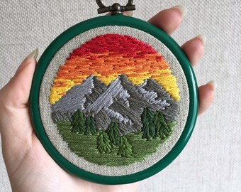 Downloadable PDF Mountain embroidery pattern