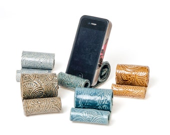 Ceramic cell phone holder, Parkmiphone, business card holder, recipe card holder