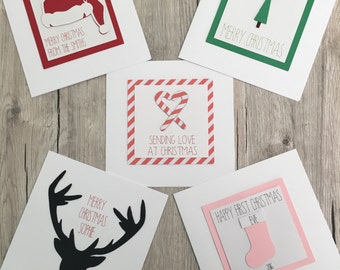 MIX AND MATCH - Any 5 Christmas cards // Handmade personalised Christmas cards // Personalized Christmas cards