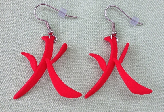 FIRE/Huo 3D Printed Chinese Character earrings