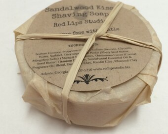 Sandalwood Kiss Shaving Soap-Wet Shave-Shave Puck-Men-Dad's-Women-4 Oz Bar