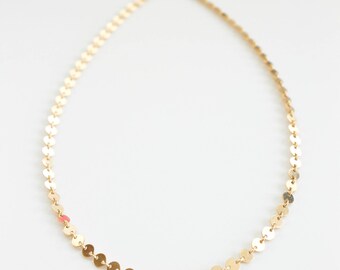 Sequin Choker - 14k Gold Filled Necklace - Custom Length - Layering Necklace - Gift For Her - Disc Chain - Simple Necklace - Chain Necklace