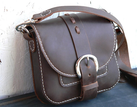 Items similar to Leather Cross Body Bag / Small Leather Purse / Shoulder Bag / Hand Stitched ...