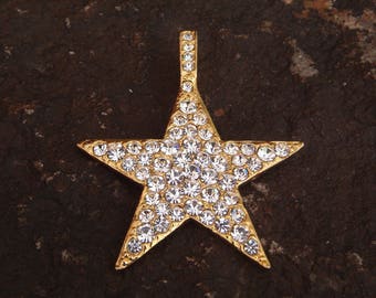 Gold Tone and Rhinestone Star Pendant, Star Pendant, Rhinestone Pendant, Gold Pendant, Fashion Pendant, Fashion Jewelry