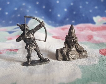 Miniature Renaissance Figurines Maid and Archer Pewter Figures XIV FS