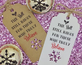 Polar Express Bell Gift Tag, Train Ticket Christmas Decoration, Believe Bell