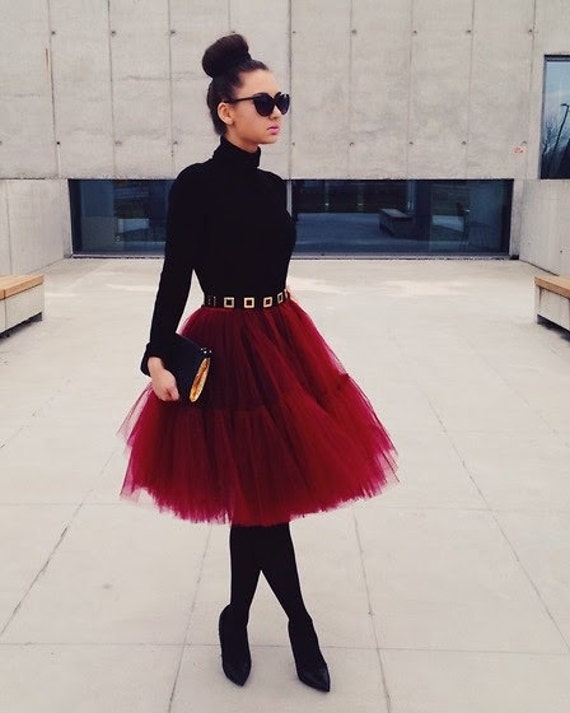 red tulle skirt outfit