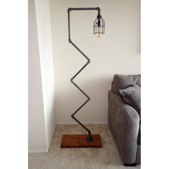 Modern Industrial Pipe Floor Lamp With Vintage Edison Bulb