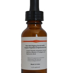 Copper Peptide (GHK-Cu) Best Anti Aging Serum with Hyaluronic Acid JJ Labs, 1.2 oz