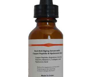 Copper Peptide (GHK-Cu) Best Anti Aging Serum with Hyaluronic Acid JJ Labs, 1.2 oz