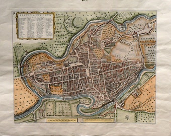 City - Ascoli Piceno/Italy - Cm. 80 x 60 Inches 31,5 x 23,7 - Printed on high quality paper and water-coloured by hand. Since 1940s