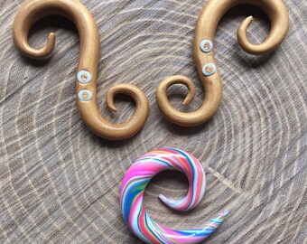 Gold rush spiral ear hanger - Colorfull spiral 0G - 8mm