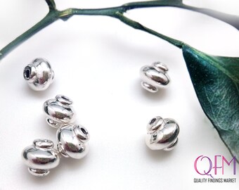 5pcs Hollow Rondelle Spacers beads 8mm sterling silver 925 - beads electroforming - Chip Spacer Nugget silver beads