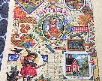 Fall Decor Counted Cross Stitch Sampler