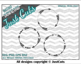 Arrow Circles, arrow svg, monogram svg, circle svg, arrow frames, borders, frame, round, eps, png, dxf, cutting files, monogram, feather