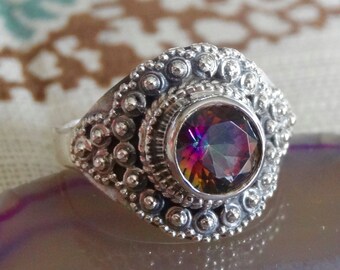Gorgeous Mystic Rainbow Topaz Sterling silver RING Size 7 - Sterling Silver Ring - Natural Stone Ring - Rainbow Topaz ring size 7