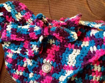 Medium HOBO Bag w/ Button Pink, Purple, Teal, Grey