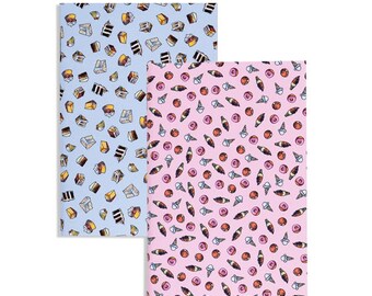 Set of Pocket Journals—2 food themed notebooks with an ice cream and cake watercolor illustration