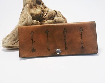 Women's leather wallet / leather Bohemian wallet / Arrow Wallet / gift for her