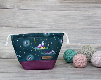 Knitting Project Bag | Purple Blue Otters Sock Sack Yarnmonster Knitting Project Bag