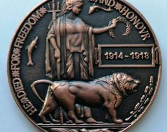 WW1 Death Plaque / Dead Mans Penny Remembrance Badge