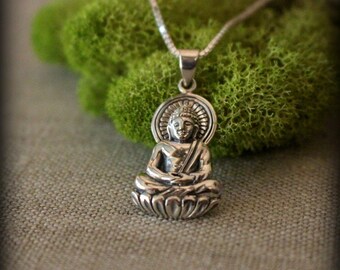 Sterling silver Buddha necklace