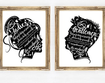 Wedding bathroom basket signs - womens and mens hospitality basket - his and hers bathroom signs - help yourself - printable