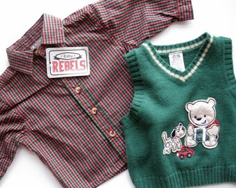 Vêtements garçons, deux garçons tenue, vêtements de bébé garçon, gilet et chemise, 3 à 6 mois, nouveau millésime, par mailordervintage sur etsy