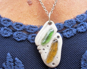 Loire stone pendant, glass inlay