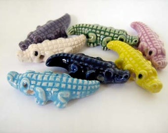 10 Large Alligator Beads - mixed