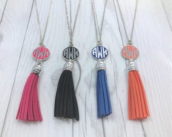 Long Tassel Necklace, Monogram Necklace, Monogram Tassel, Monogrammed Necklace, Monogram Gift, Initial Necklace, Monogram Jewelry, Monogram