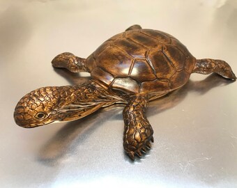 Unique Hand Carved Wooden Turtle